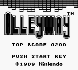 Alleyway title screen for GameBoy